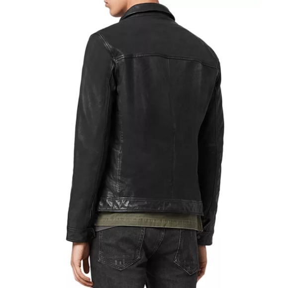 NwT ALL SAINTS Lark Leather Jacket XL - Picture 2 of 3